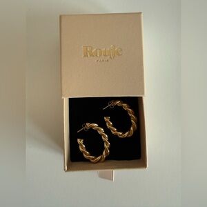 Rouje Audrey Gold Braided Hoop Earrings